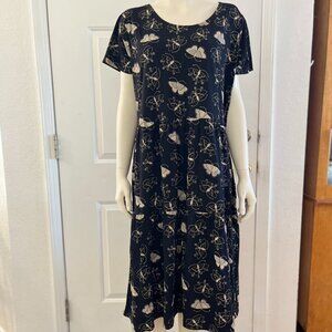 Gudrun Sjoden Woman's Organic Cotton M Black Butterfly Midi Dress Sz XL